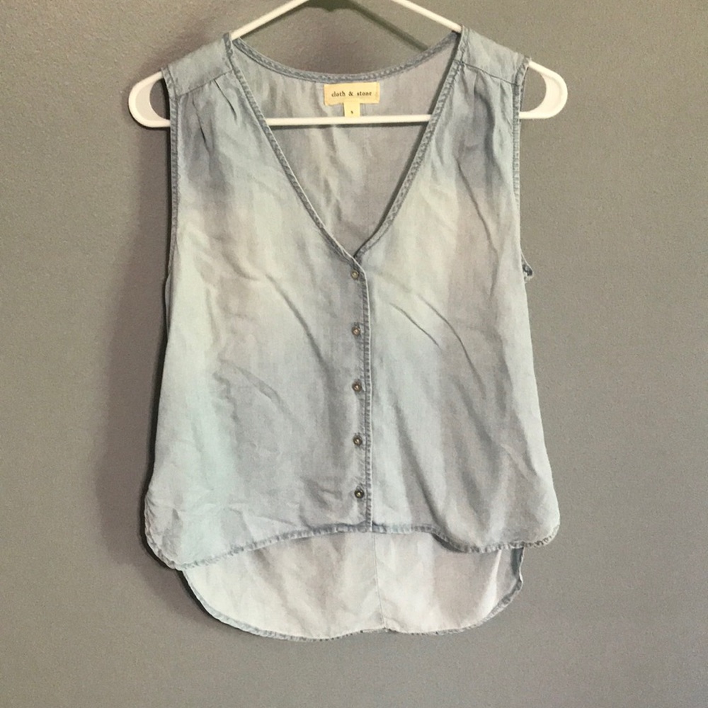 Anthro Cloth & Stone Chambray Button Up Vest sz S